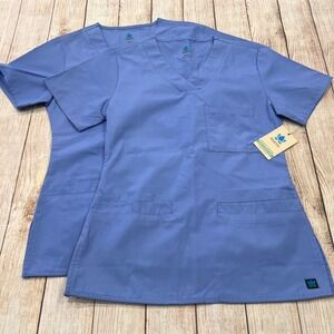 Maevn Medical Uniforms Scrub Tops Blue V-Neck XXS Lot of 2 NWT CBL 1626